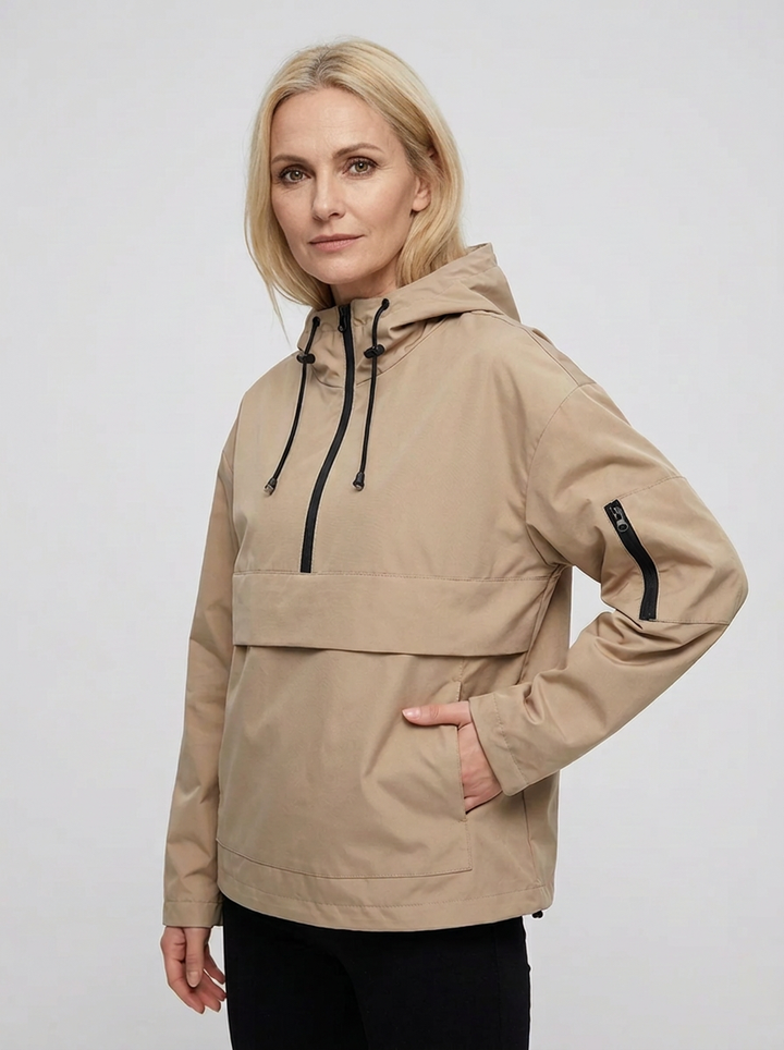 Damska Wiatrówka Z Kapturem Oversized Pół Zamek | Deszcz