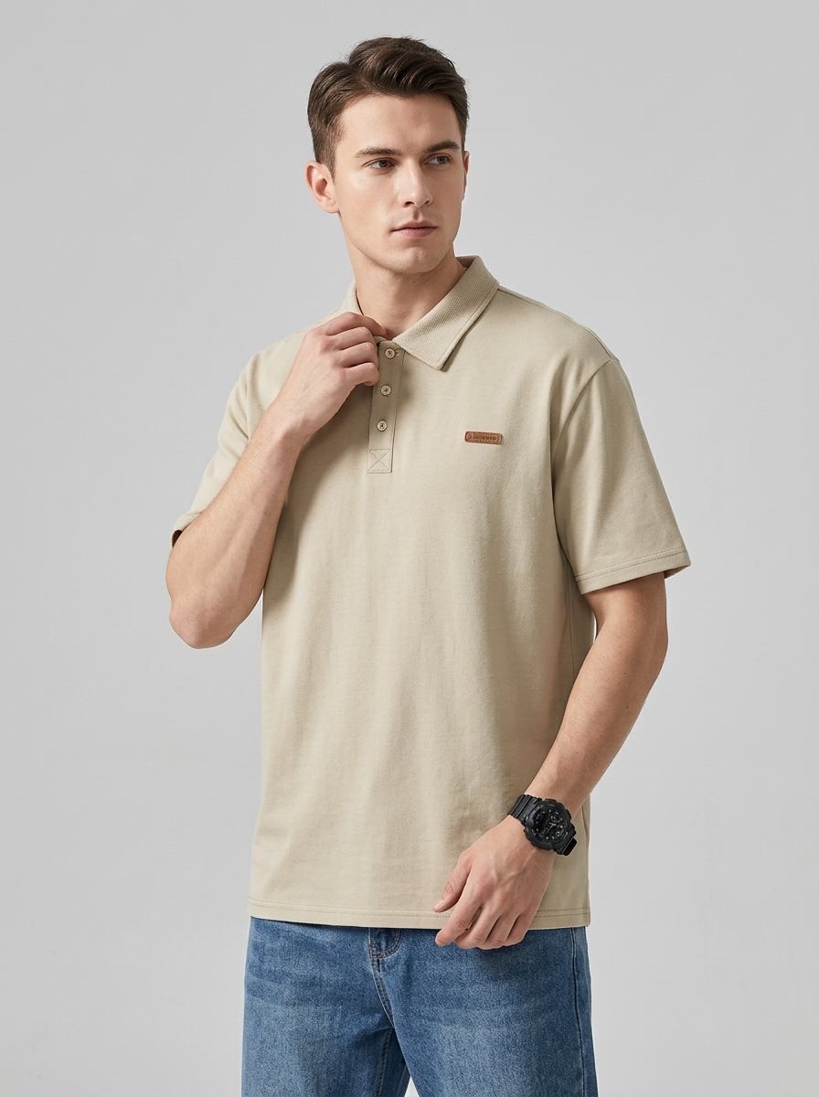 Męska Koszulka Polo Krótki Rękaw Jednolita | Casual