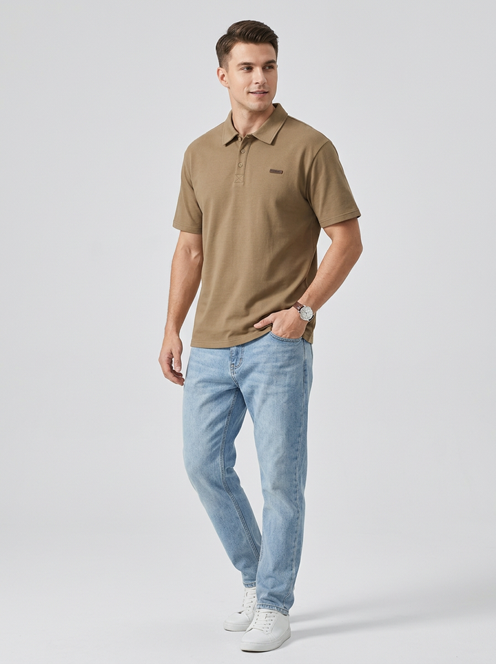Męska Koszulka Polo Krótki Rękaw Jednolita | Casual