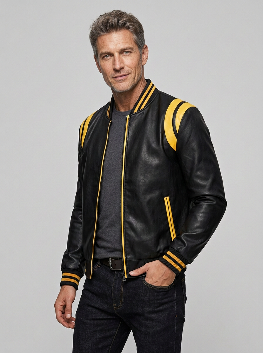 Męska Kurtka Varsity Bomber W Paski | Casual
