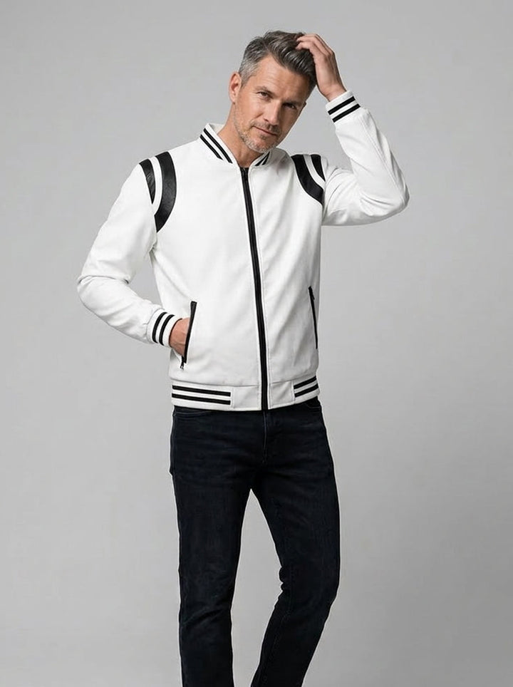 Męska Kurtka Varsity Bomber W Paski | Casual