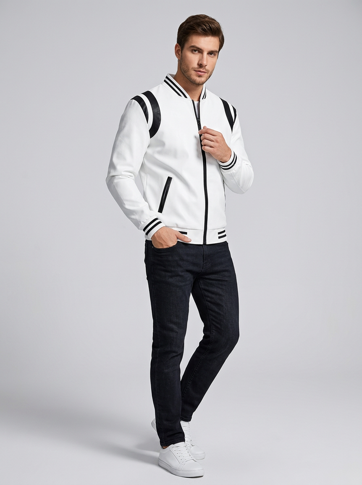 Męska Kurtka Varsity Bomber W Paski | Casual