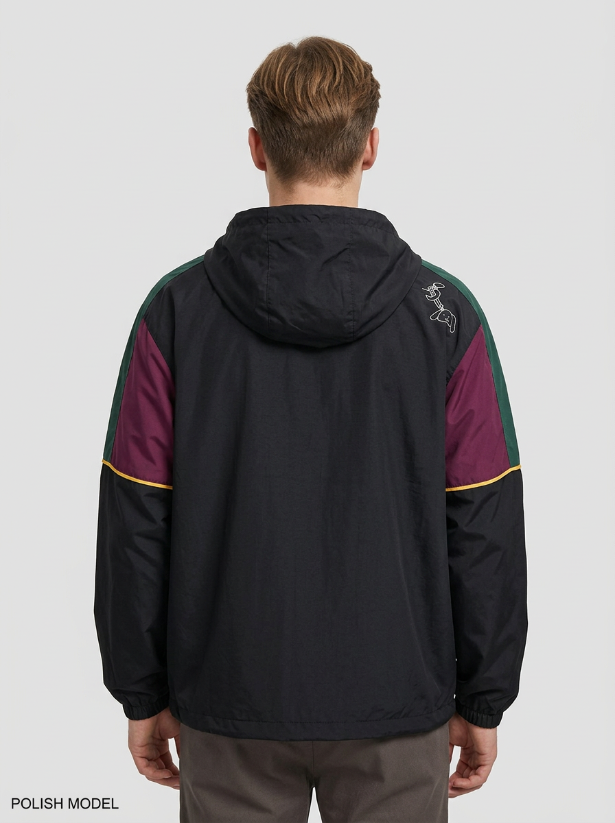 Męska Kurtka Z Kapturem Anorak Kolorowa Pół Zamek | Casual
