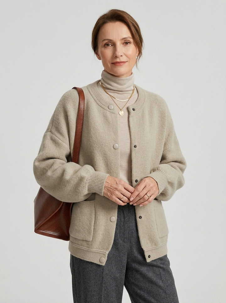 Damski Kardigan Oversized Przednie Kieszenie | Casual