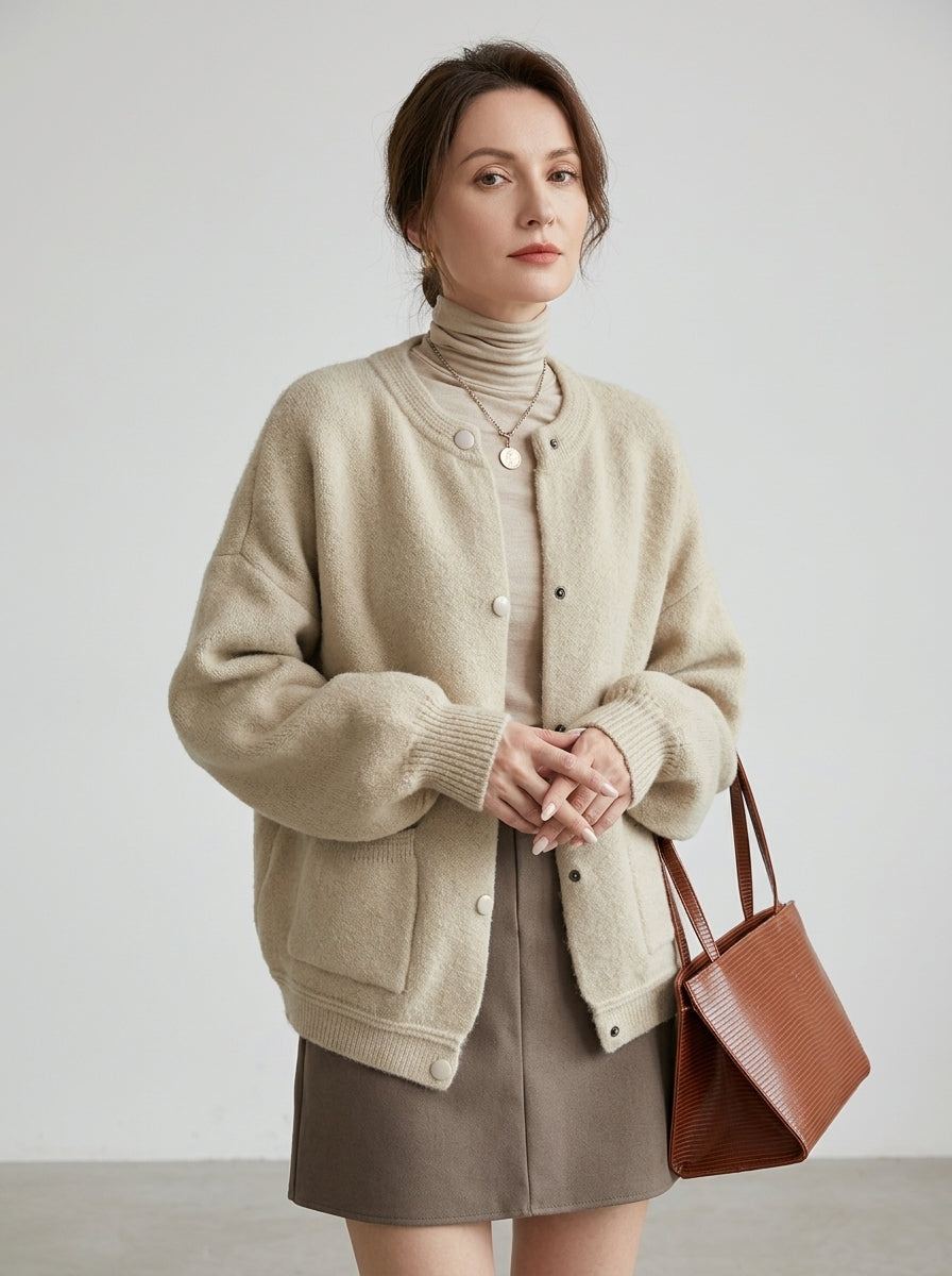 Damski Kardigan Oversized Przednie Kieszenie | Casual