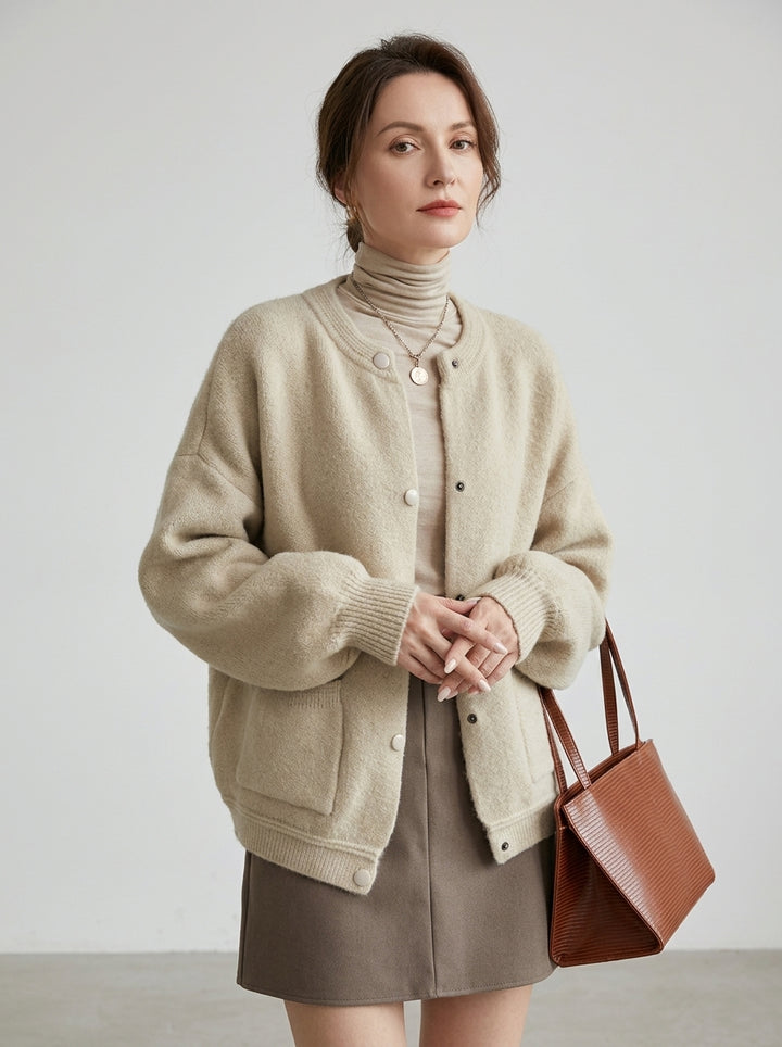 Damski Kardigan Oversized Przednie Kieszenie | Casual