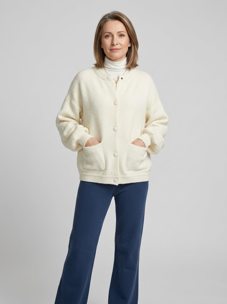 Damski Kardigan Oversized Przednie Kieszenie | Casual